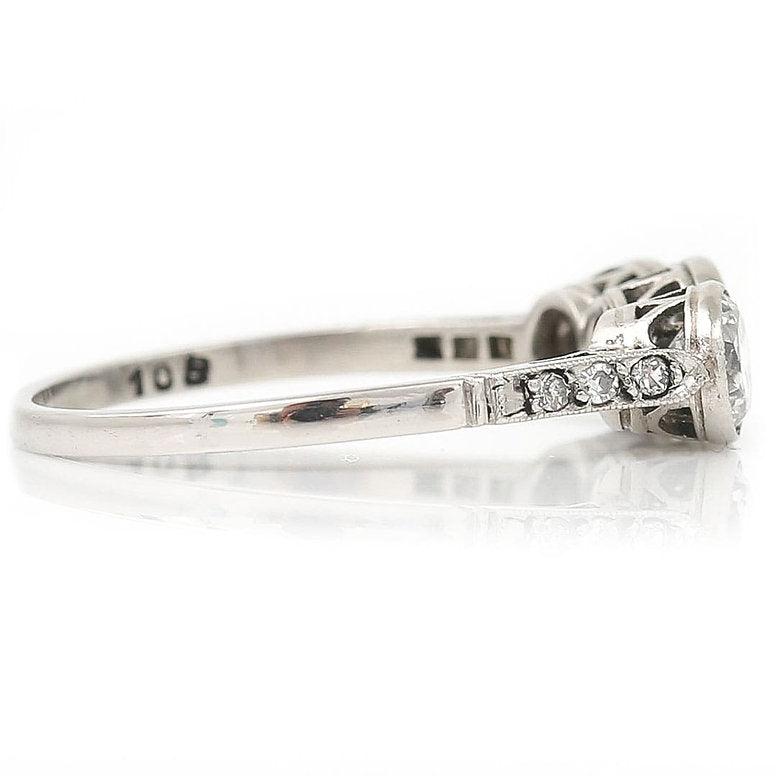 Art Deco 1.08cts Early Brilliant Cut Diamond Trilogy Ring