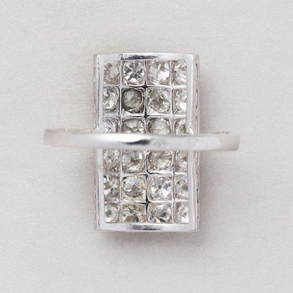 Art Deco 1.68ct Old European Cut Diamond Plaque Ring in platinum