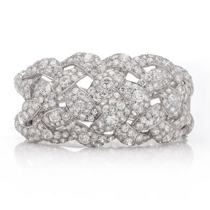 Antique Art Deco 30cts Old Cut Diamond Bangle Bracelet in Platinum