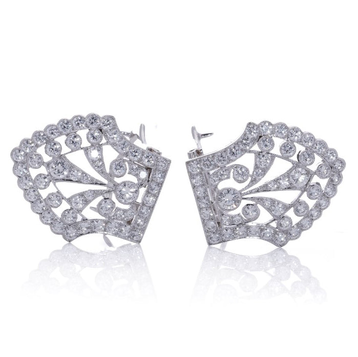 Art Deco Diamond Double Clip Brooch, 4.20 carats
