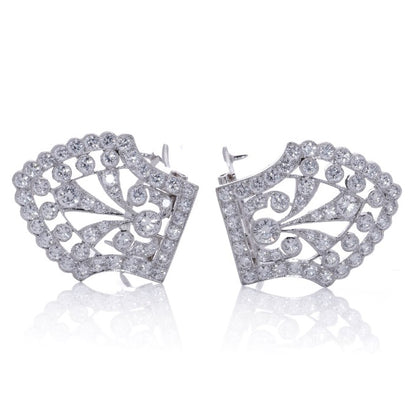Art Deco Diamond Double Clip Brooch, 4.20 carats