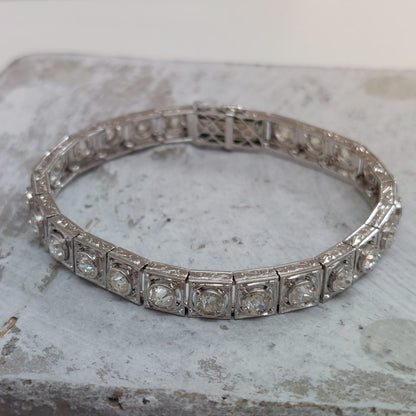 Art Deco Style 4ct Old Cut Diamond Bracelet