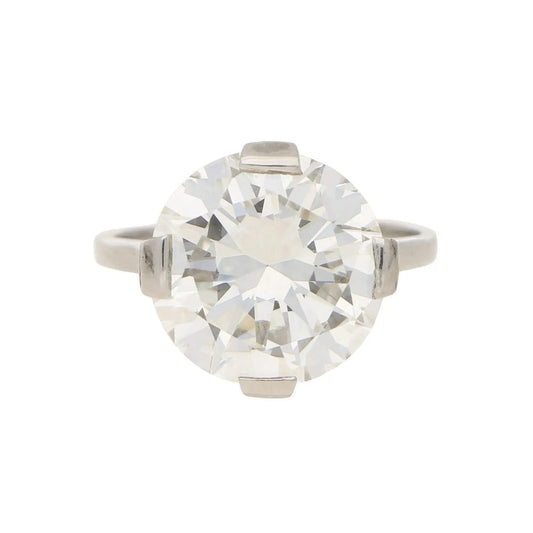 Art Deco 7.49ct Diamond Solitaire Engagement Ring, GIA Certified 7.49 carat H VVS2