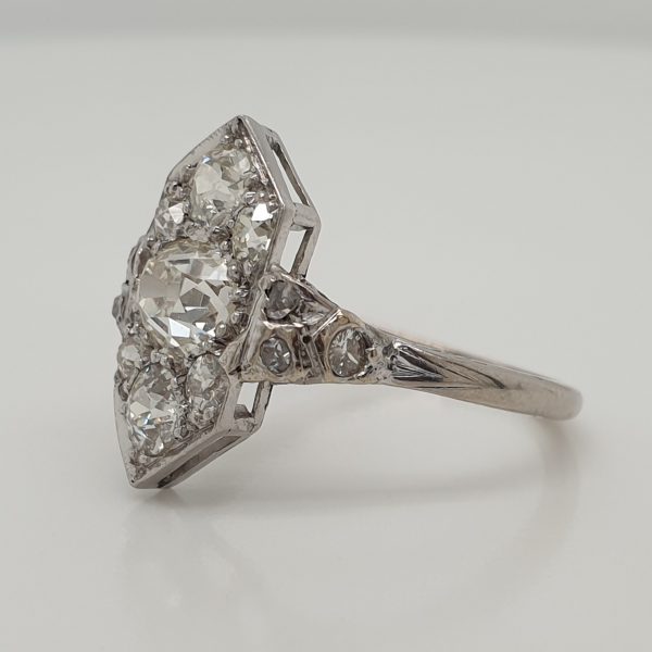 Art Deco Antique 1.35ct Old Mine Cut Diamond Ring
