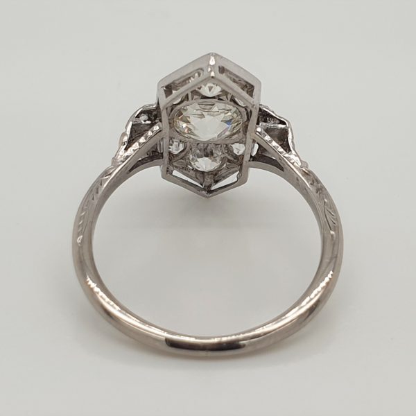 Art Deco Antique 1.35ct Old Mine Cut Diamond Ring