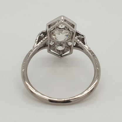 Art Deco Antique 1.35ct Old Mine Cut Diamond Ring