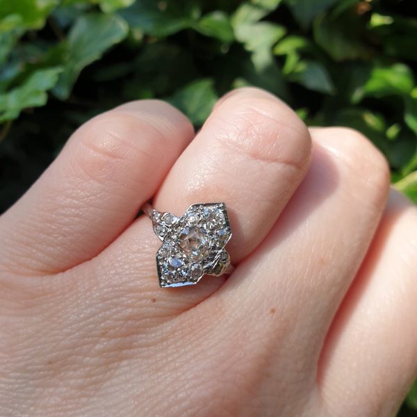 Art Deco Antique 1.35ct Old Mine Cut Diamond Ring