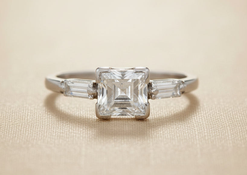 Art Deco Antique 1.25ct Asscher Cut Diamond Ring