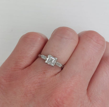 Art Deco Antique 1.25ct Asscher Cut Diamond Ring