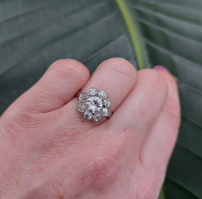 Art Deco Antique 1.50ct Diamond Floral Cluster Ring