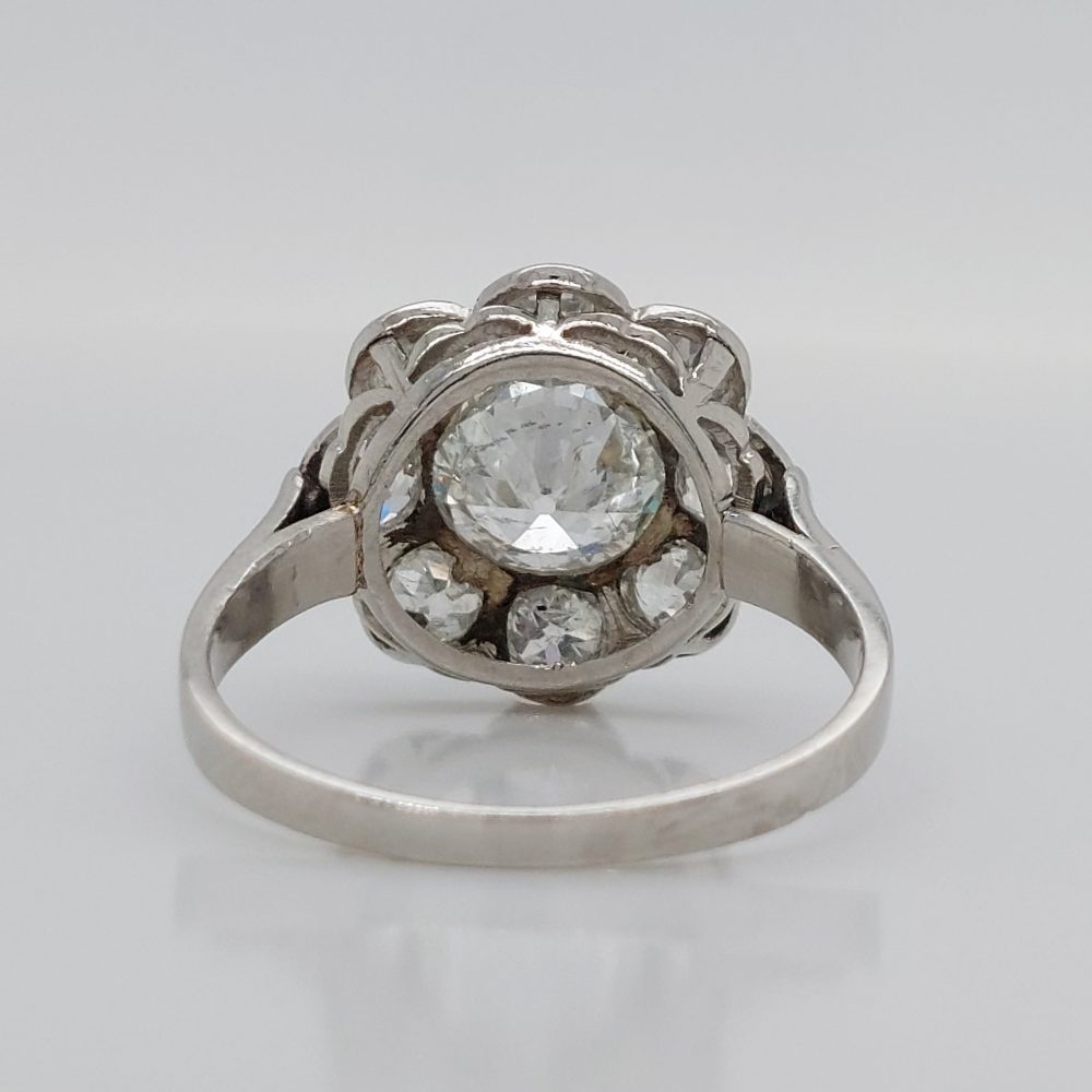 Art Deco Antique 2.80 Diamond Cluster Engagement Ring