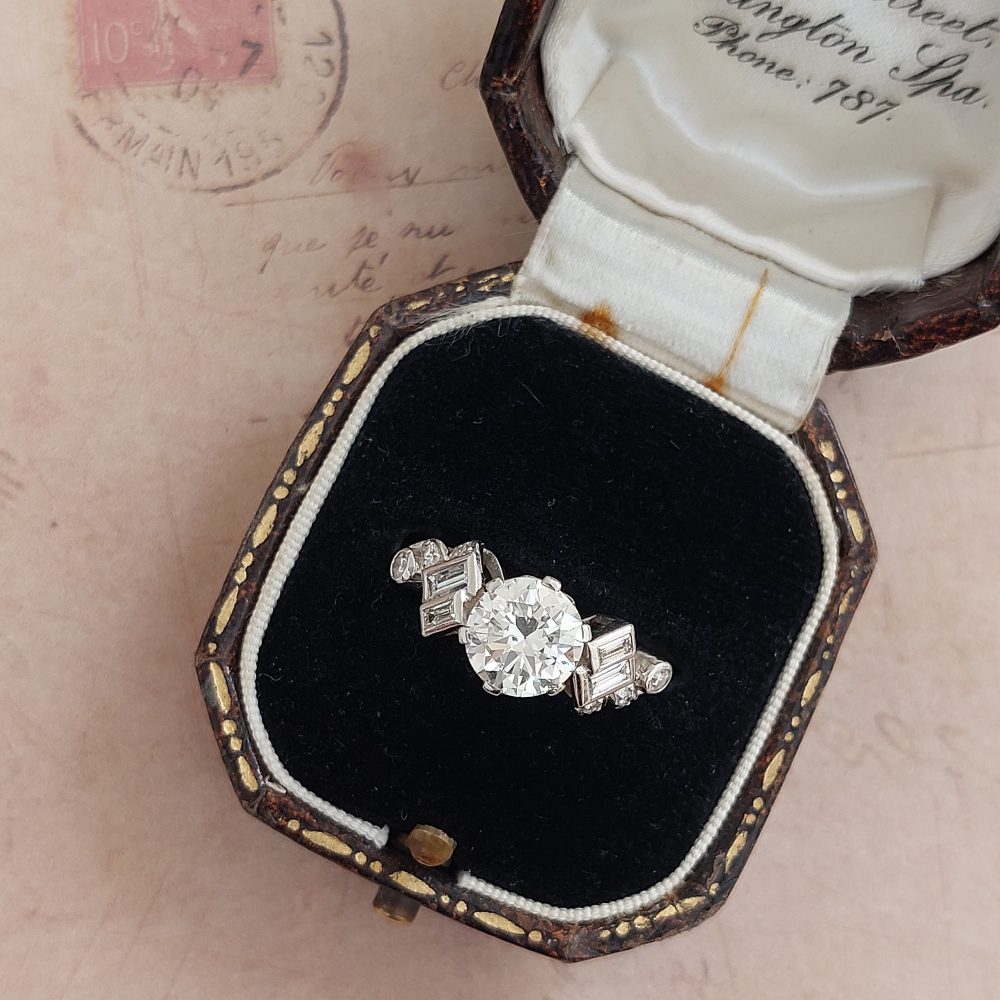 Art Deco Antique 1.61ct Old European Diamond Ring