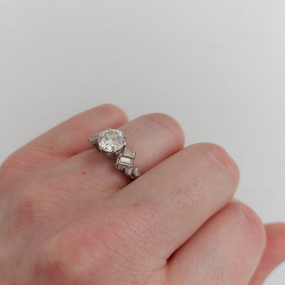 Art Deco Antique 1.61ct Old European Diamond Ring