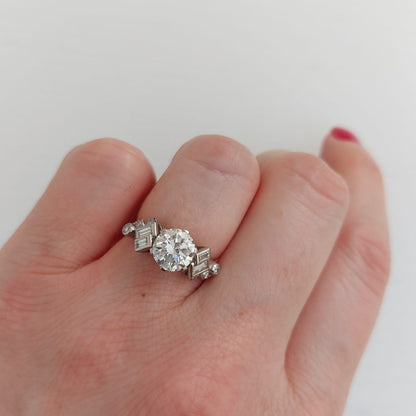 Art Deco Antique 1.61ct Old European Diamond Ring