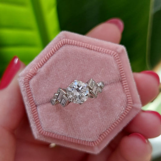 Art Deco Antique 1.61ct Old European Diamond Ring