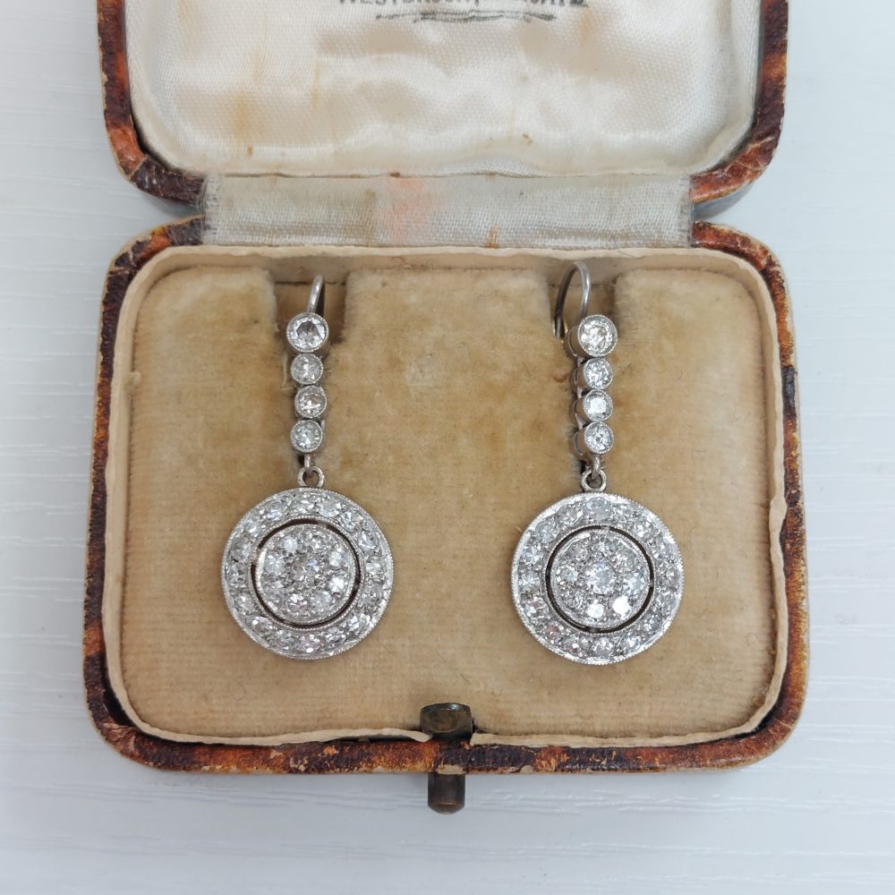 Art Deco Antique 1.80ct Diamond Drop Earrings