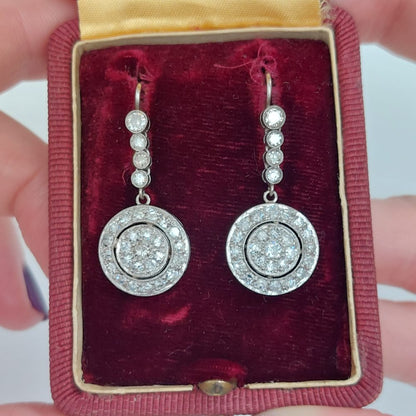 Art Deco Antique 1.80ct Diamond Drop Earrings EM6