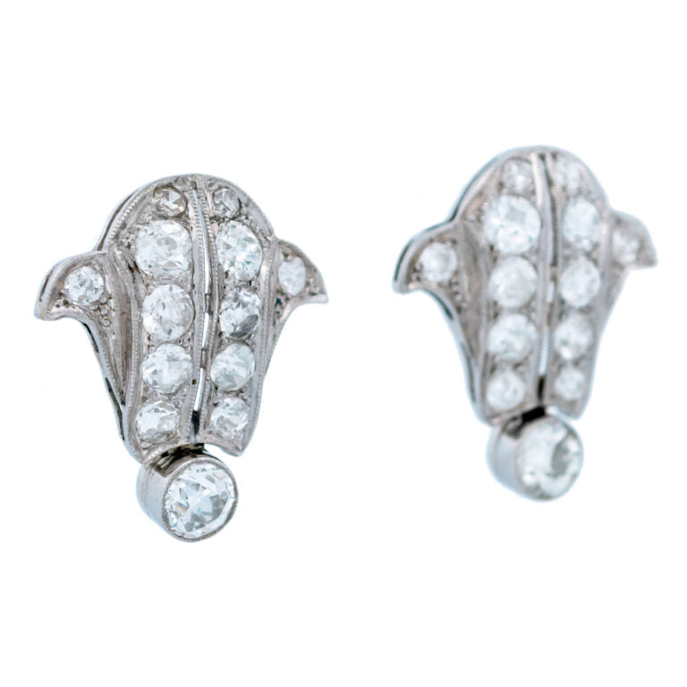 Art Deco Antique 2.70ct Old Cut Diamond Earrings