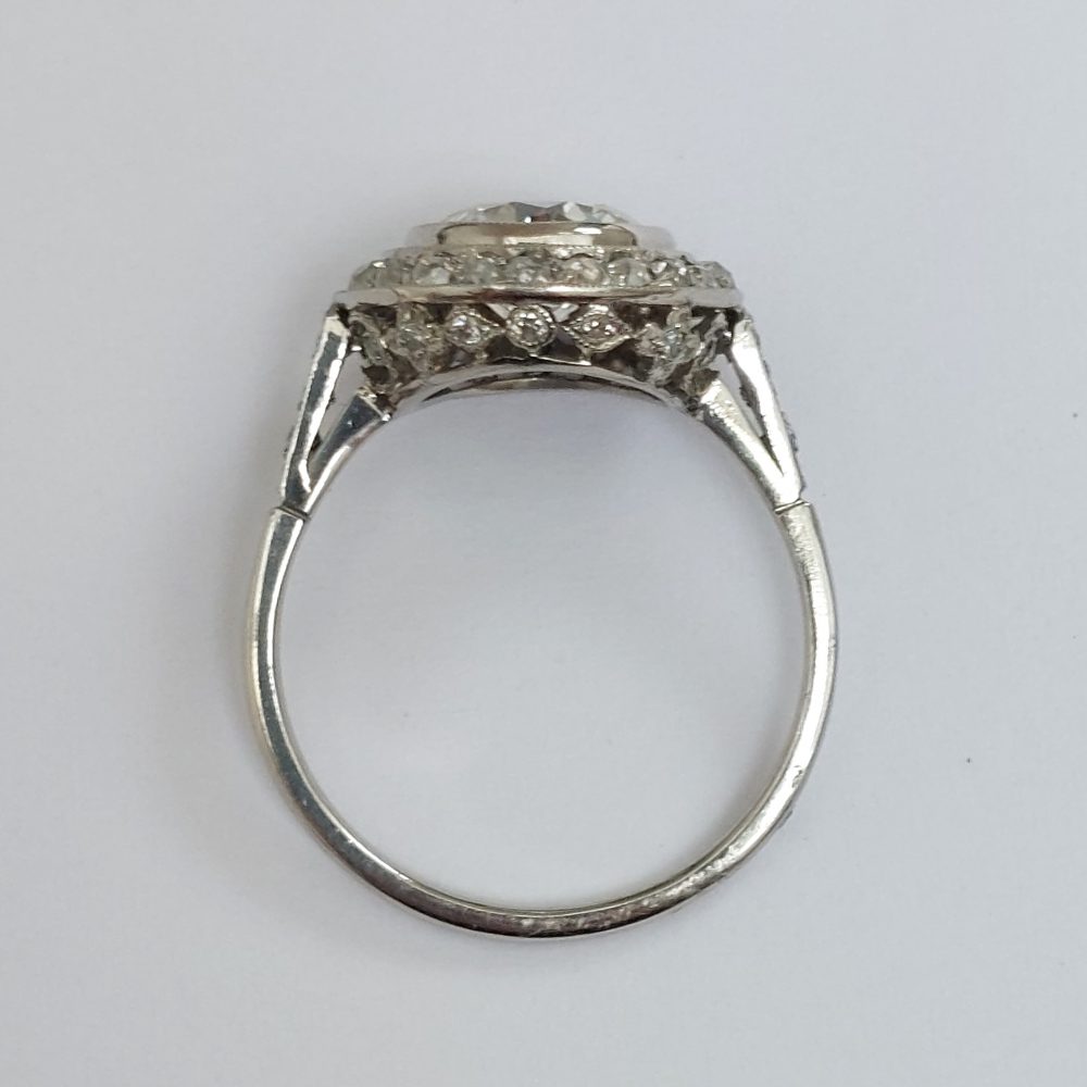 Art Deco Antique 2ct Old European Cut Diamond Halo Ring