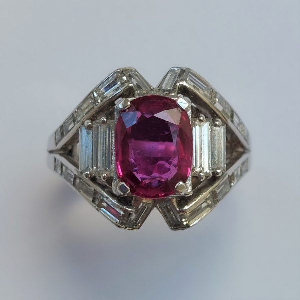 Art Deco Antique 3.50ct Ruby and Diamond Dress Ring