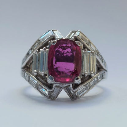 Art Deco Antique 3.50ct Ruby and Diamond Dress Ring