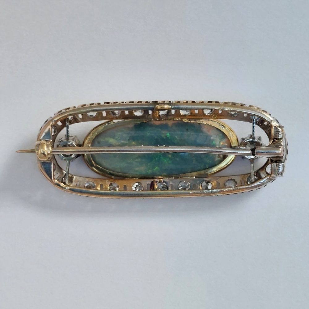 Art Deco Antique 5.50ct Opal and Diamond Brooch