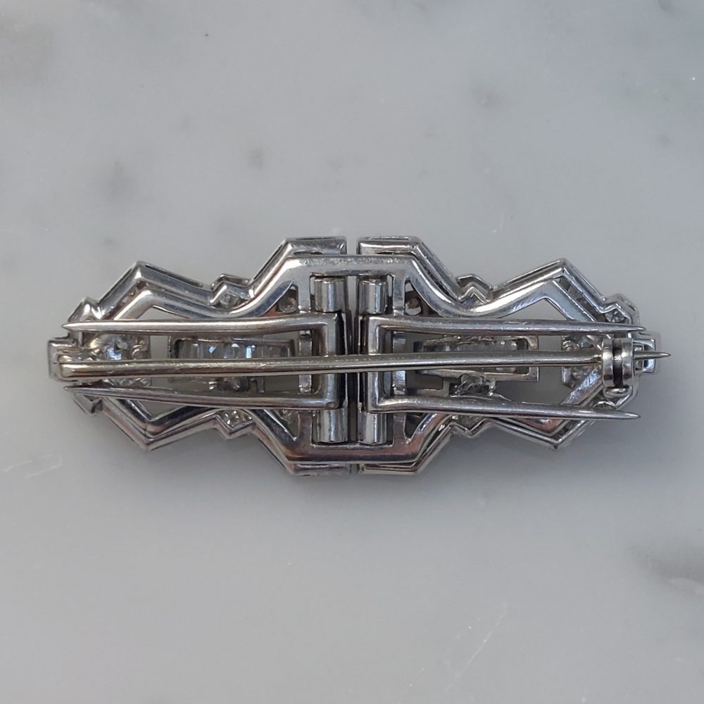 Art Deco Antique Diamond Double Clip Brooch