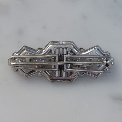 Art Deco Antique Diamond Double Clip Brooch