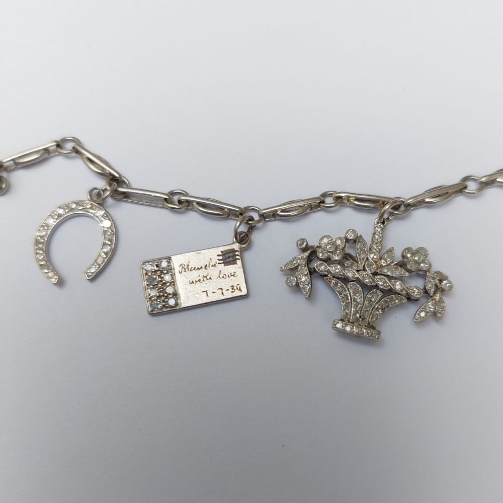 Art Deco Antique Diamond Set Charm Bracelet
