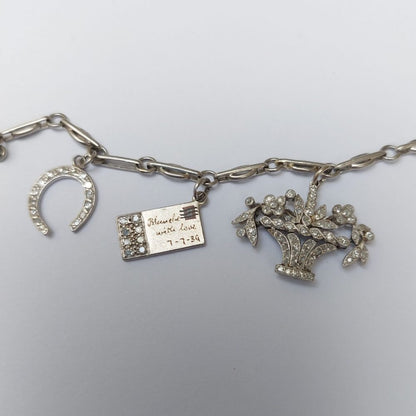 Art Deco Antique Diamond Set Charm Bracelet