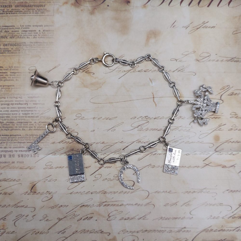 Art Deco Antique Diamond Set Charm Bracelet