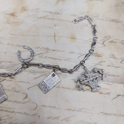 Art Deco Antique Diamond Set Charm Bracelet