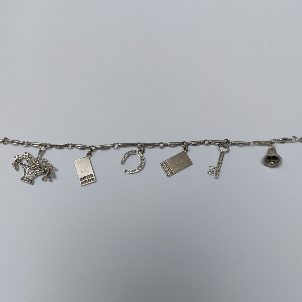 Art Deco Antique Diamond Set Charm Bracelet