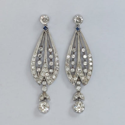 Art Deco Antique Drop Earrings, 2.60cts