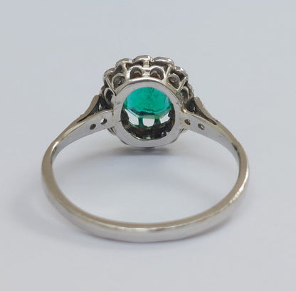 Art Deco Antique Emerald and Diamond Ring