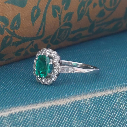 Art Deco Antique Emerald and Diamond Ring