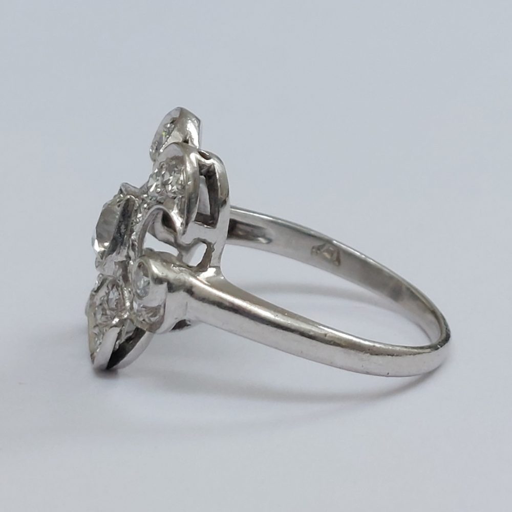 Art Deco Antique Fleur de Lys Diamond Ring