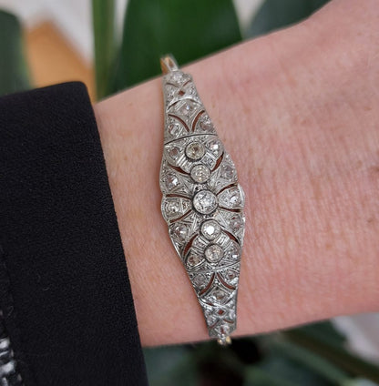 Art Deco Antique Old Cut Diamond Set Bracelet, 0.85ct