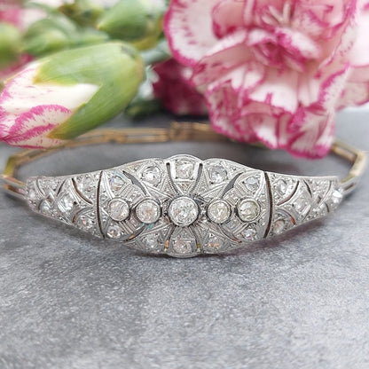 Art Deco Antique Old Cut Diamond Set Bracelet, 0.85ct