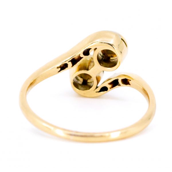 Art Deco Antique Old Mine Cut Diamond Crossover Ring