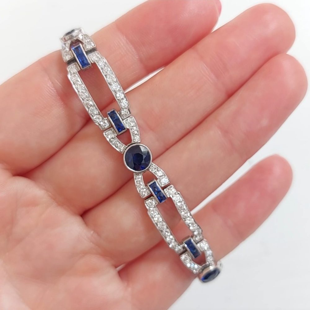 Art Deco Antique Sapphire and Diamond Bracelet