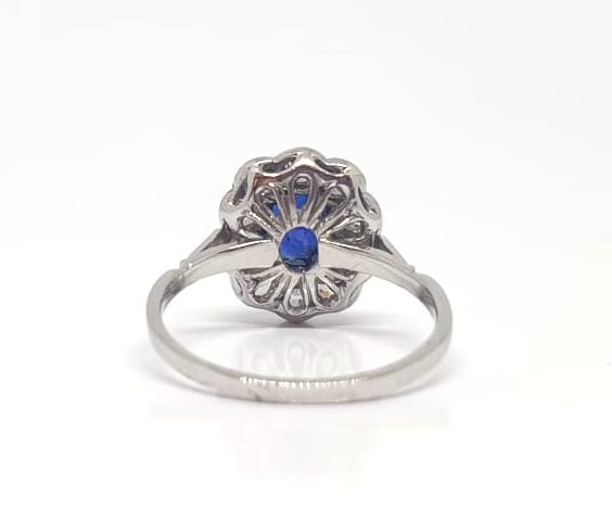 Art Deco Antique Sapphire and Diamond Cluster Ring