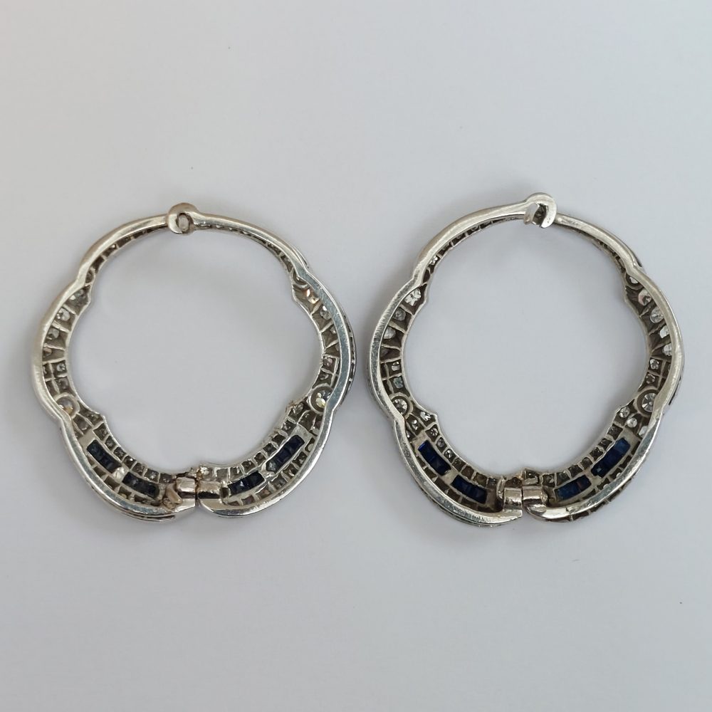 Art Deco Antique Sapphire and Diamond Earrings