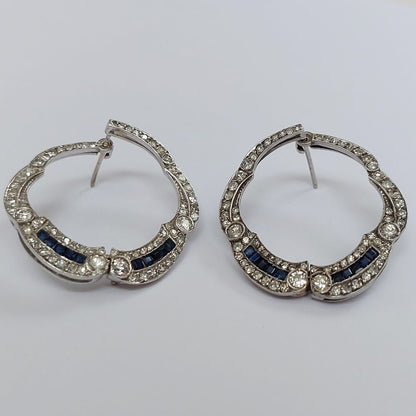 Art Deco Antique Sapphire and Diamond Earrings