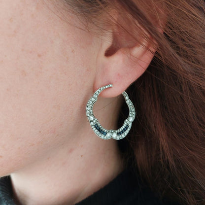 Art Deco Antique Sapphire and Diamond Earrings