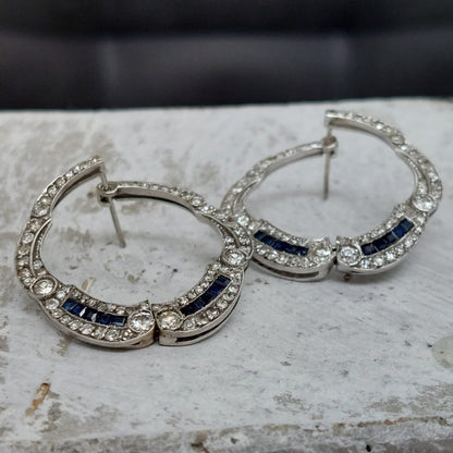 Art Deco Antique Sapphire and Diamond Earrings