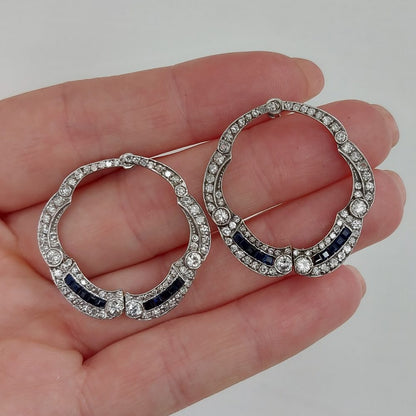 Art Deco Antique Sapphire and Diamond Earrings