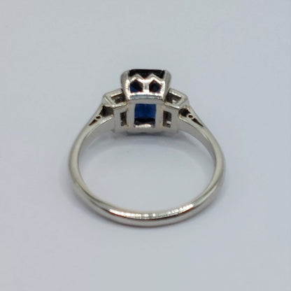 Art Deco Antique Sapphire and Diamond Engagement Ring