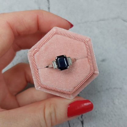 Art Deco Antique Sapphire and Diamond Engagement Ring