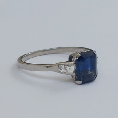 Art Deco Antique 2ct Sapphire and Diamond Ring